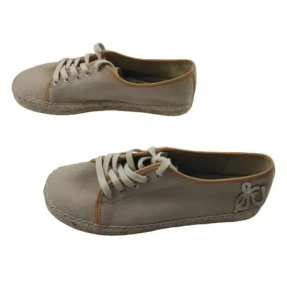 Sam Edelman Canvas Lace Up Espadrille Shoes NWOT Neutral Low Top Casual